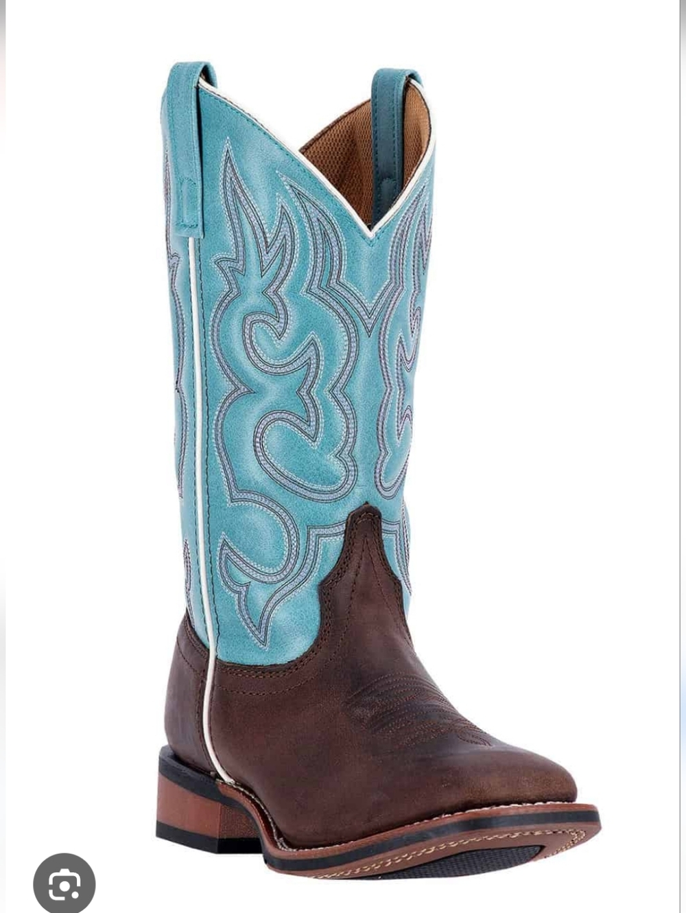 Laredo Mesquite Stockman Boot Turquoise Shaft Brown Leather Western Cowboy Boots